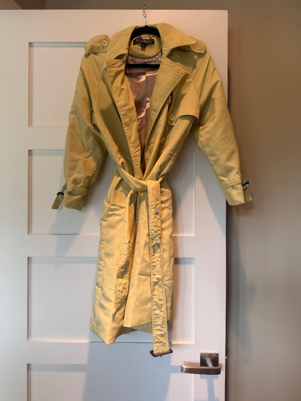 J. Crew Butter Yellow Mid Length Water Resistant Trench